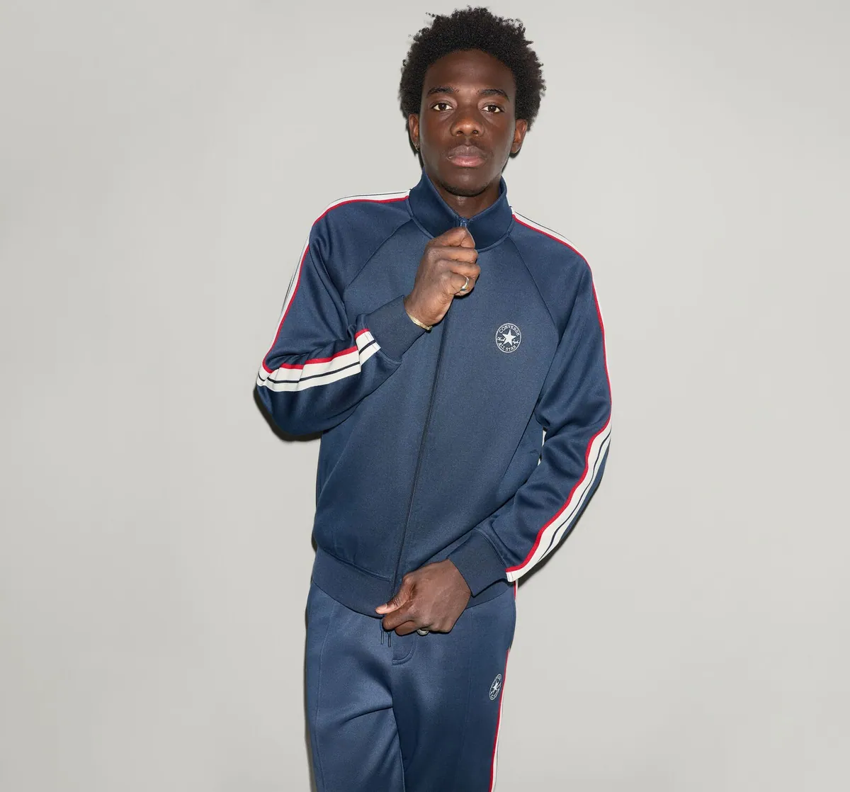 Giacca della tuta Chuck Taylor Patch con zip Converse, blu navy, foto 1 di 3