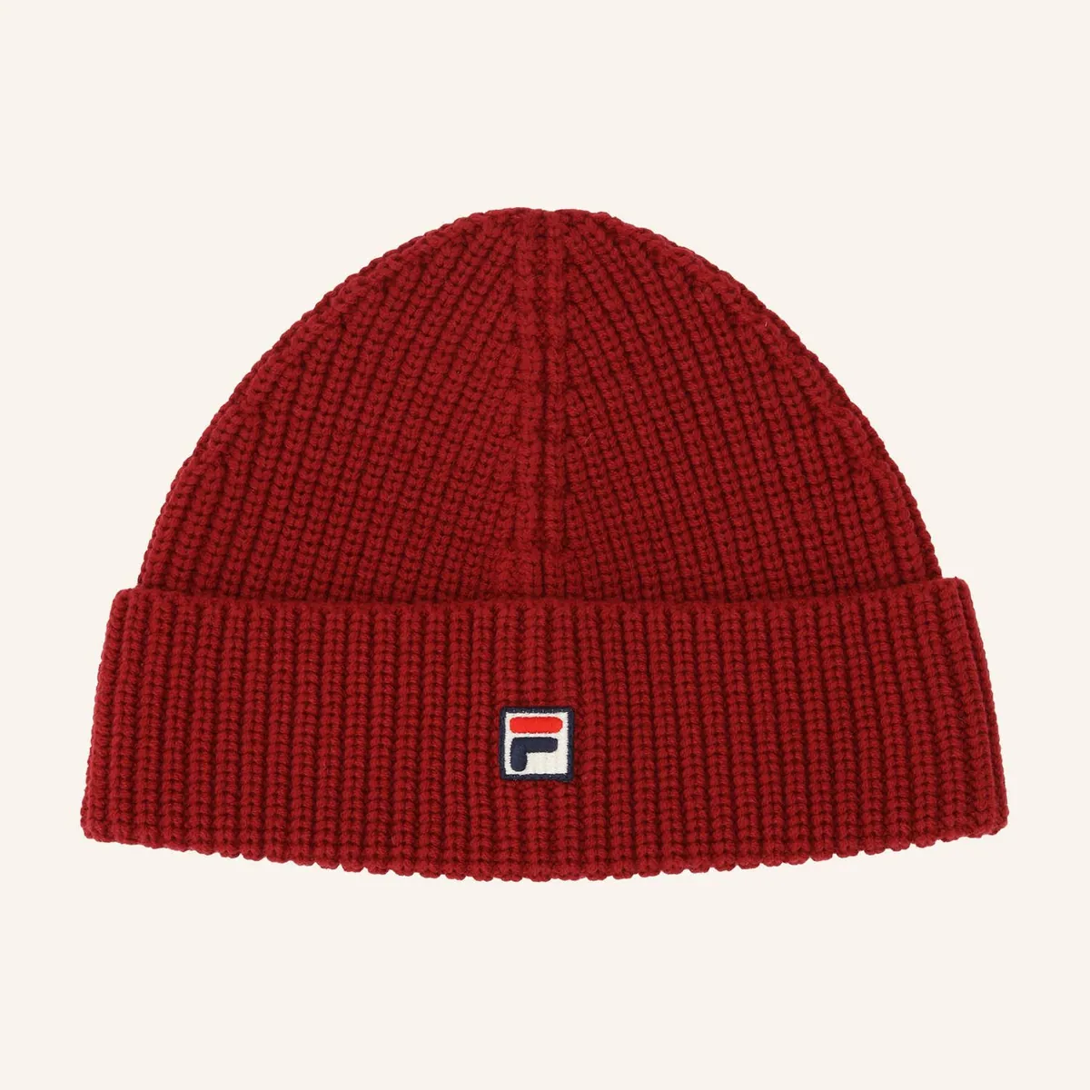 Berretto Biella a coste con logo FILA, rosso pomodoro, foto 1 di 3