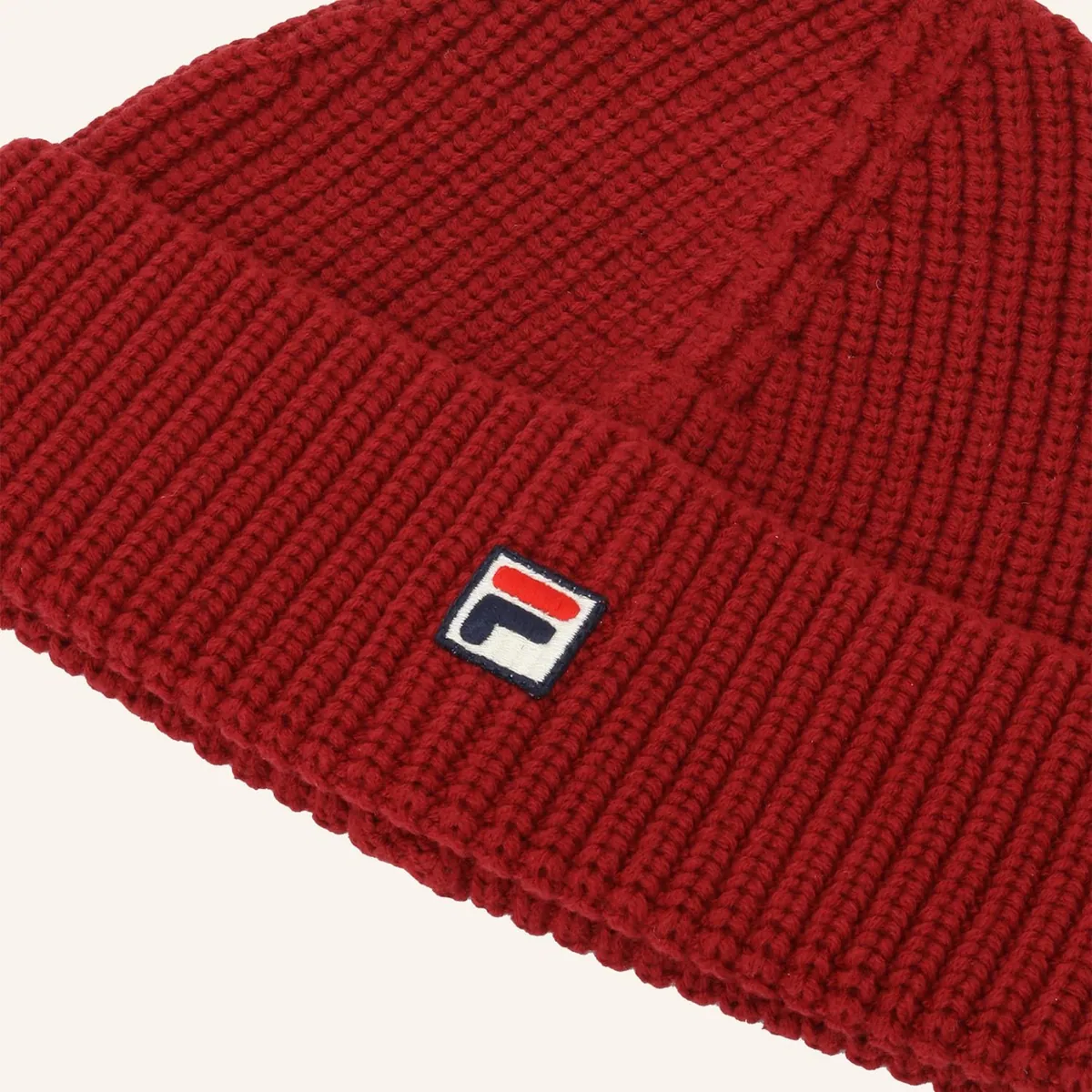 Berretto Biella a coste con logo FILA, rosso pomodoro, foto 3 di 3