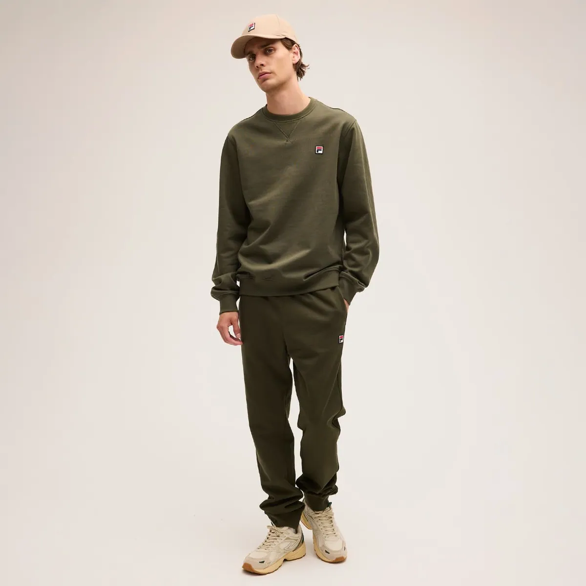 Pantaloni della tuta Biella in cotone FILA, verde oliva scuro, foto 4 di 4