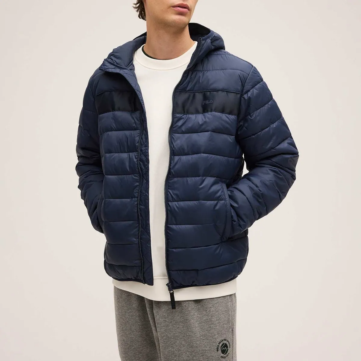 Giacca trapuntata leggera Dimaro con cappuccio FILA, blu zaffiro scuro, foto 1 di 4
