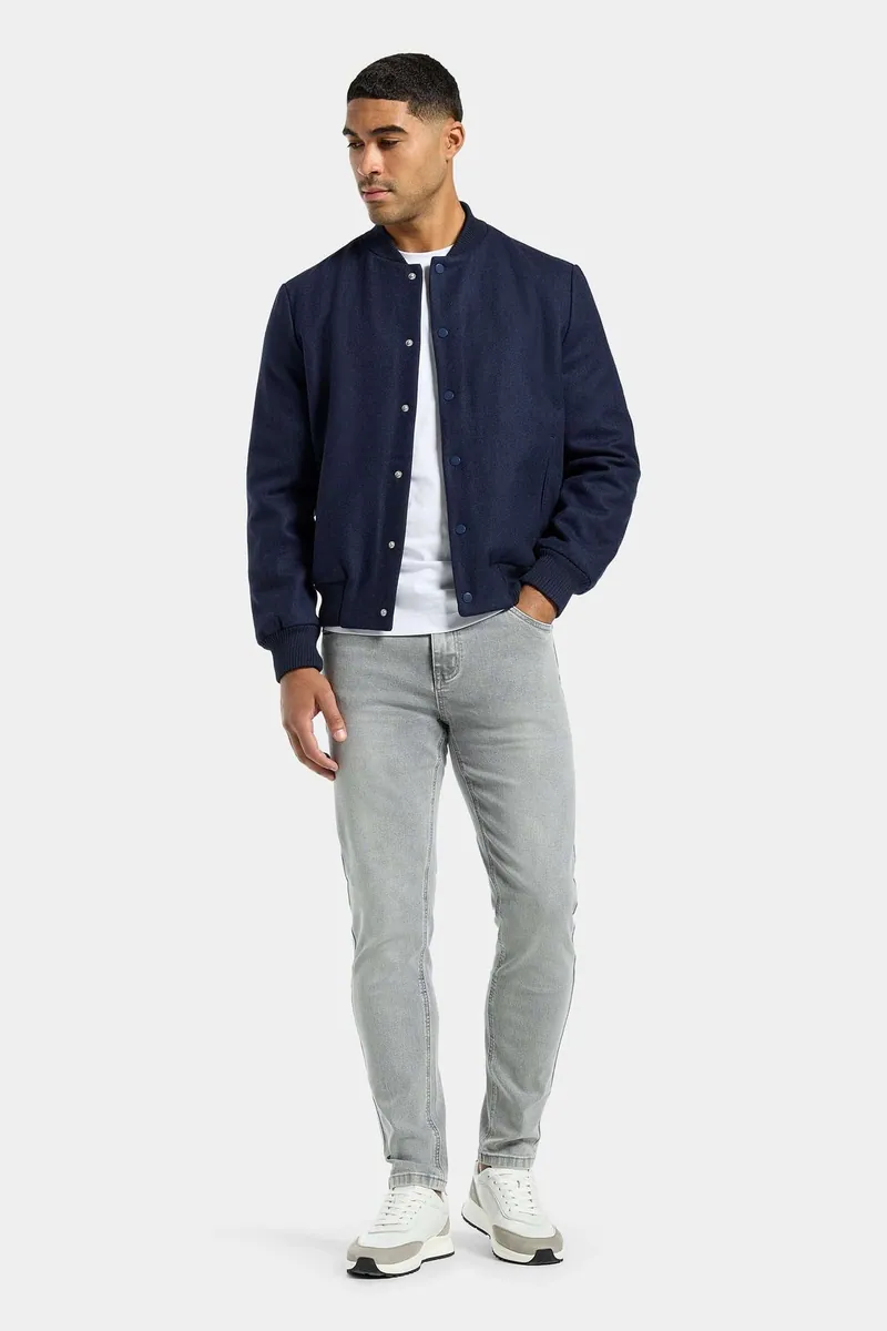 Giacca varsity Ciro in lana spazzolata ICON Amsterdam, blu navy, foto 1 di 3