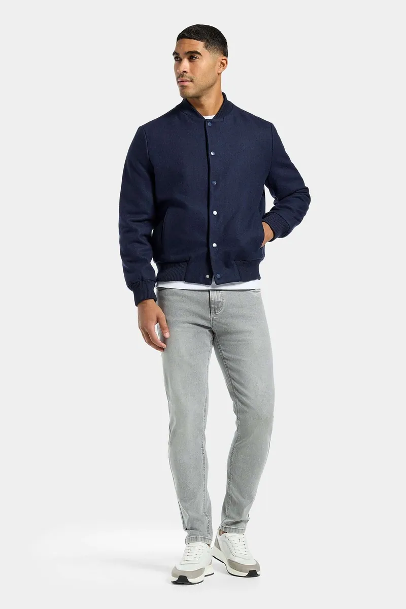 Giacca varsity Ciro in lana spazzolata ICON Amsterdam, blu navy, foto 3 di 3