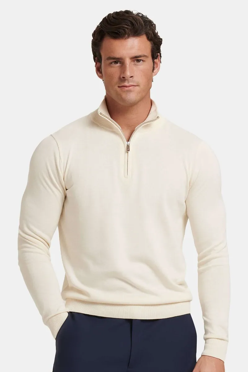 Maglia Santoni con zip corta ICON Amsterdam, panna, foto 1 di 4