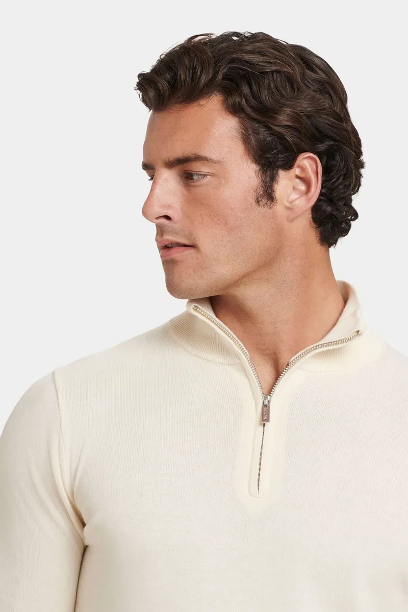 Maglia Santoni con zip corta ICON Amsterdam, panna, foto 2 di 4
