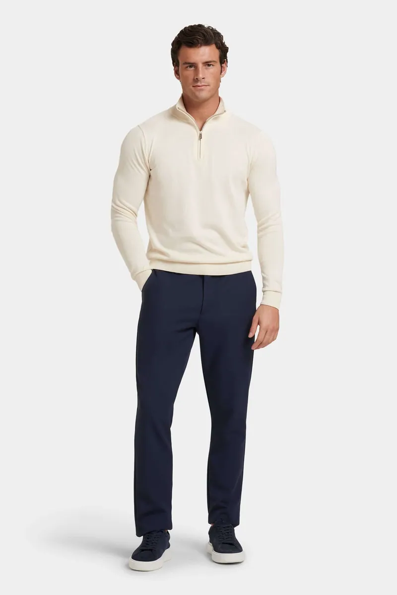 Maglia Santoni con zip corta ICON Amsterdam, panna, foto 3 di 4