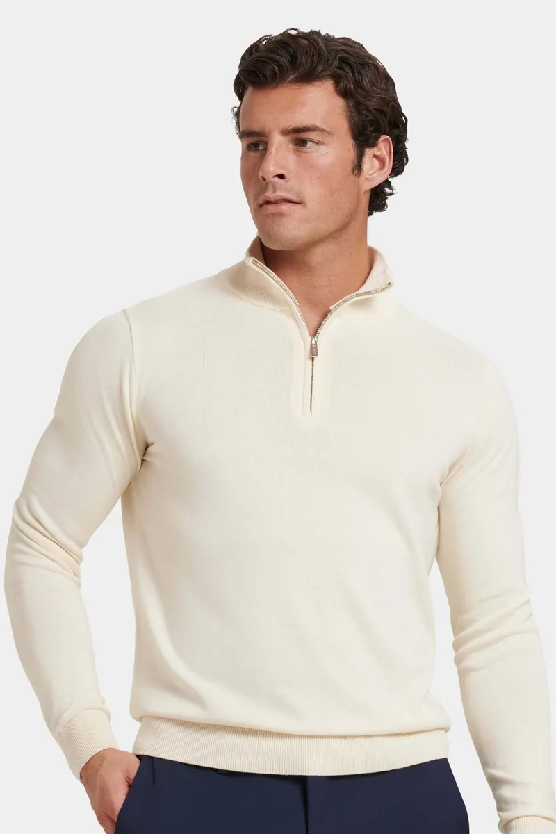 Maglia Santoni con zip corta ICON Amsterdam, panna, foto 4 di 4