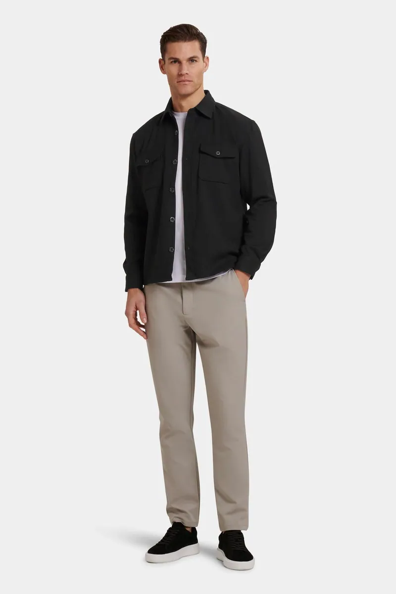Overshirt Vito in twill elasticizzato ICON Amsterdam, nero, foto 2 di 4
