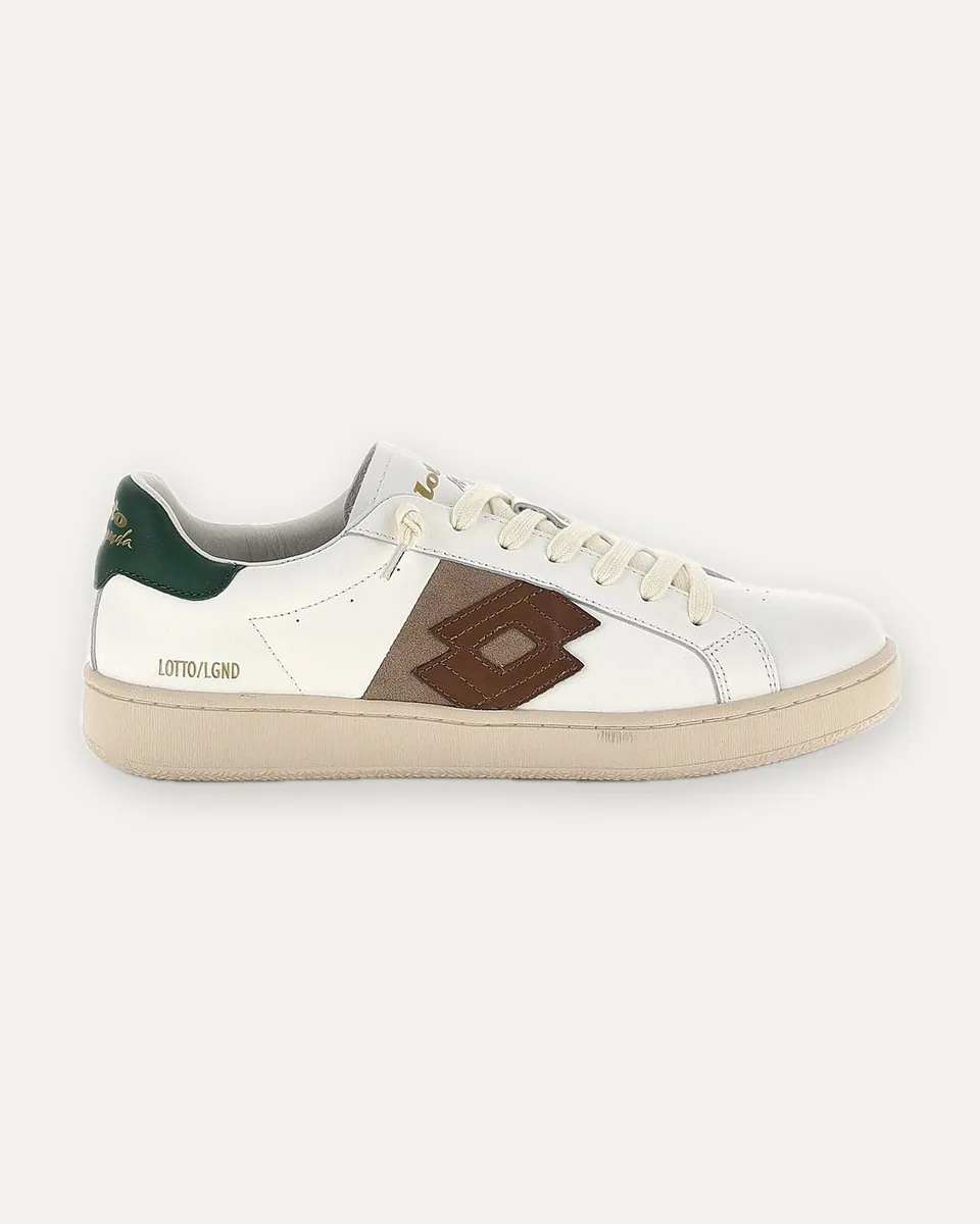Sneaker Autograph 3 con tallone verde Lotto Leggenda, bianco e marrone, foto 1 di 4