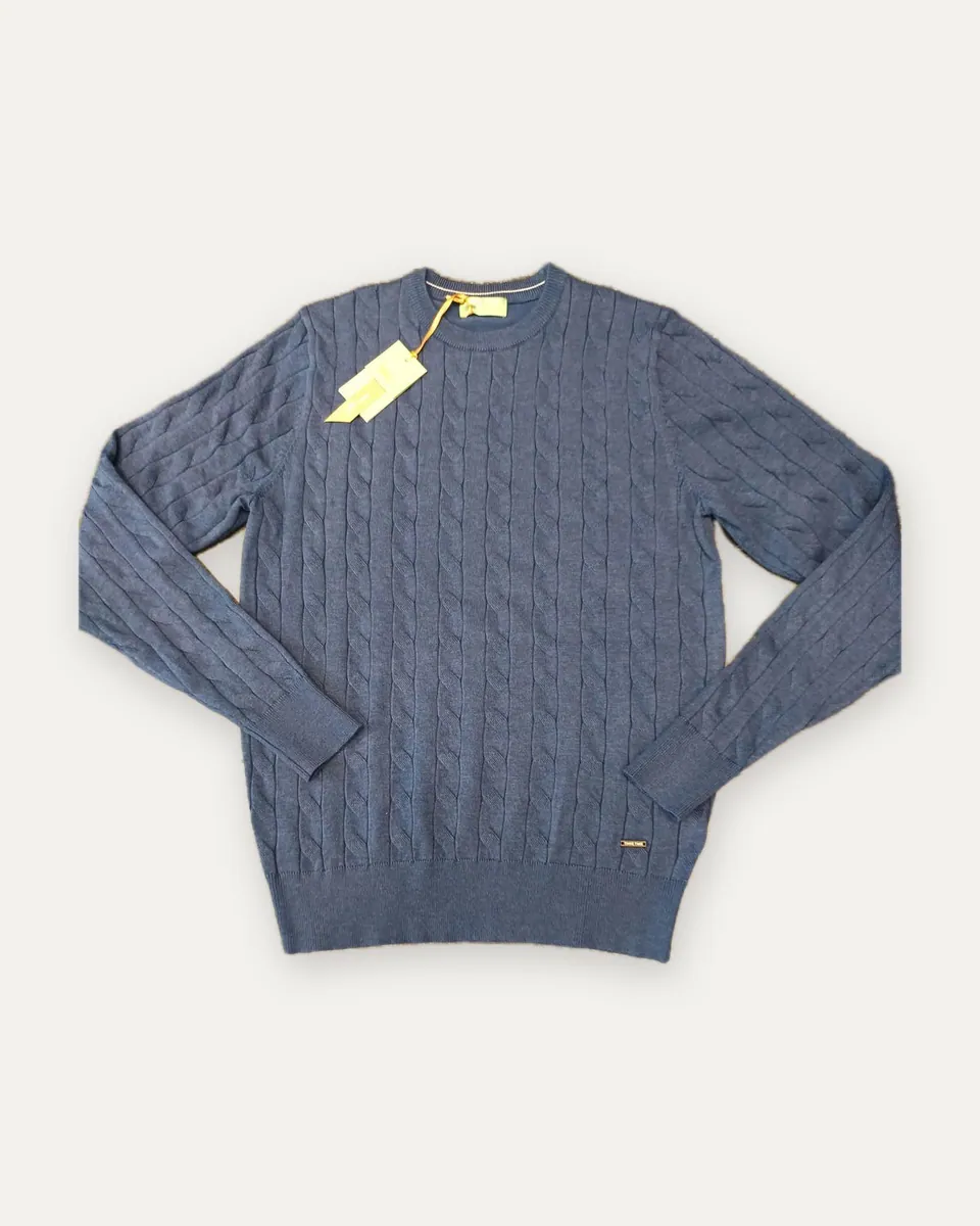 Maglione girocollo a trecce Take Two, blu