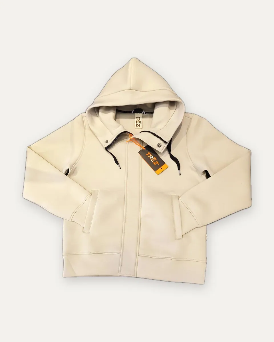 Felpa con zip, collo alto e cappuccio TRĒZ, ghiaccio
