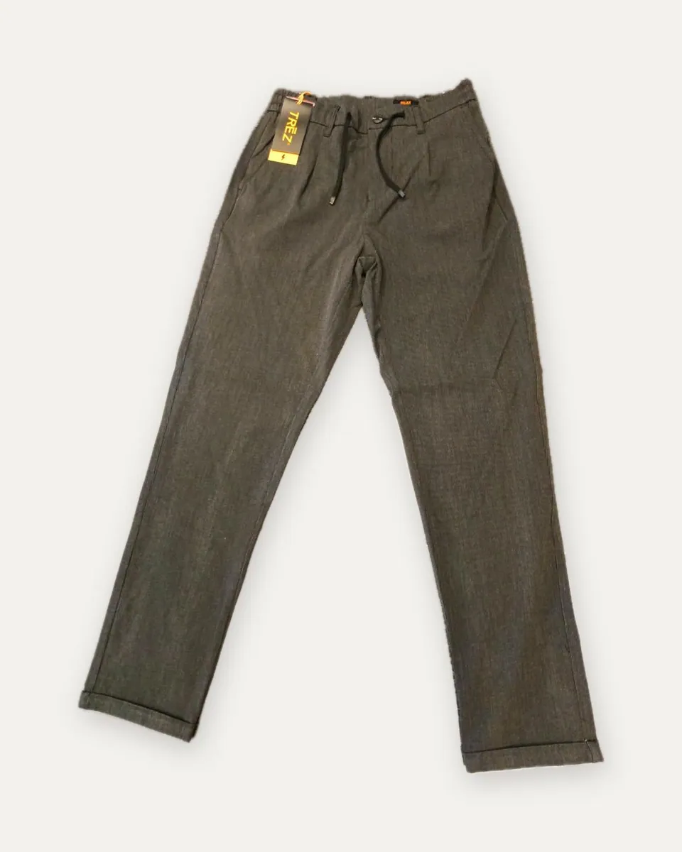Pantalone con pinces, coulisse e risvolto TRĒZ, antracite