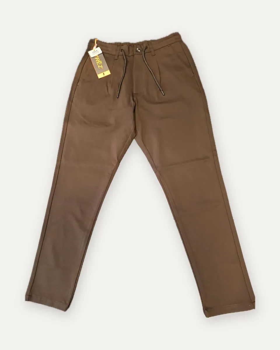 Pantalone con pinces e coulisse TRĒZ, marrone
