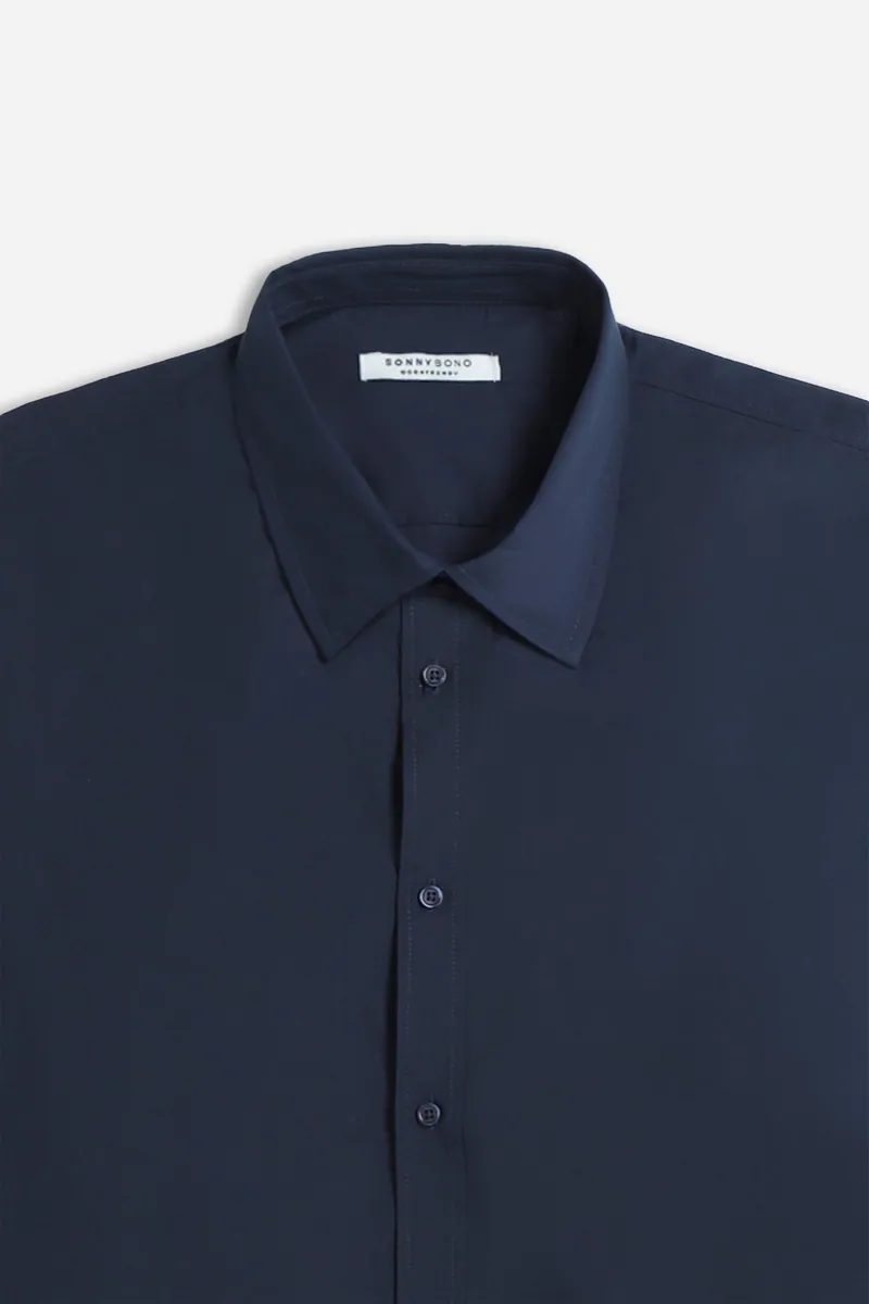 Camicia basic con collo all'italiana Sonny Bono, indaco, foto 3 di 4