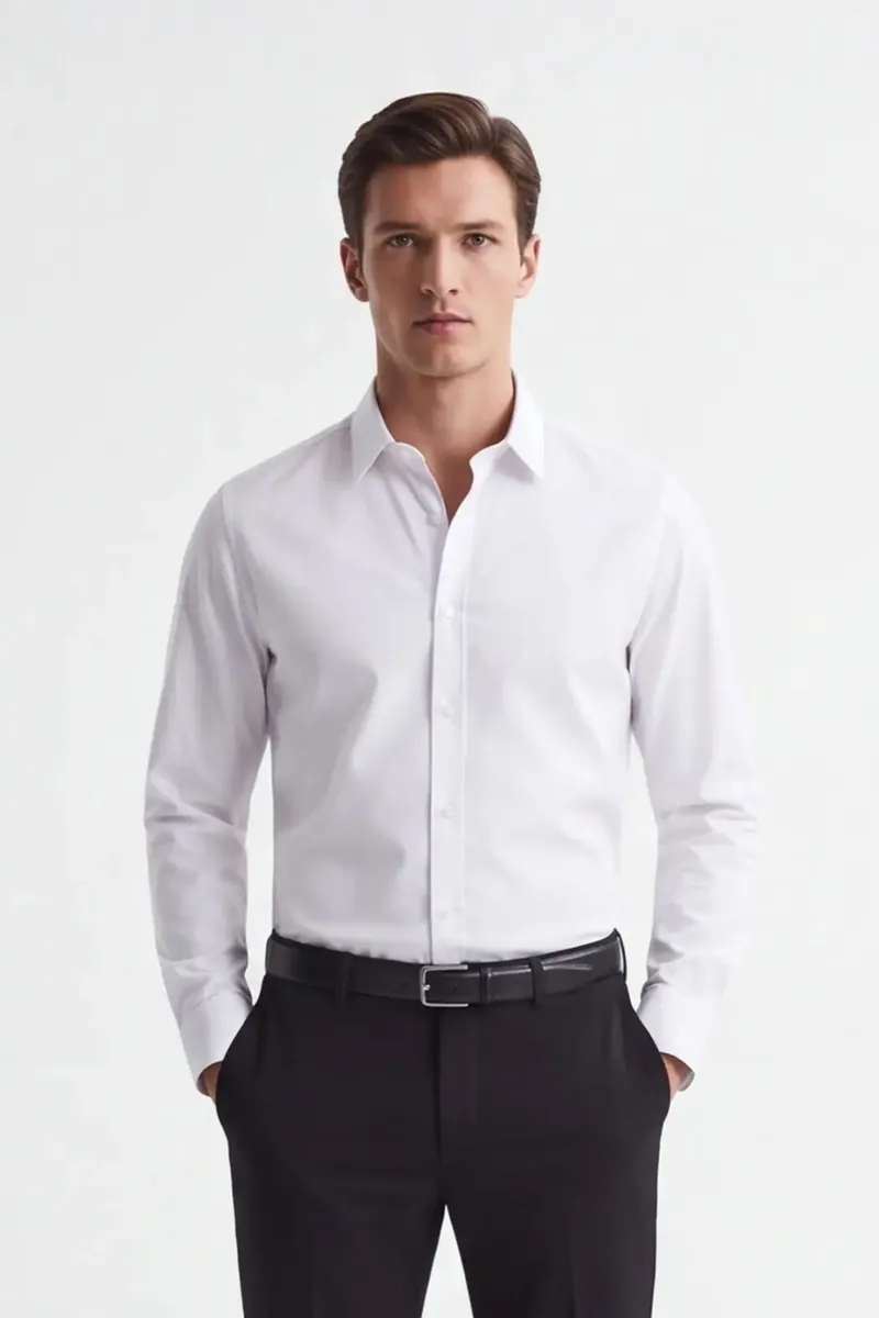 Camicia basic stretch Sonny Bono, bianco, foto 1 di 4
