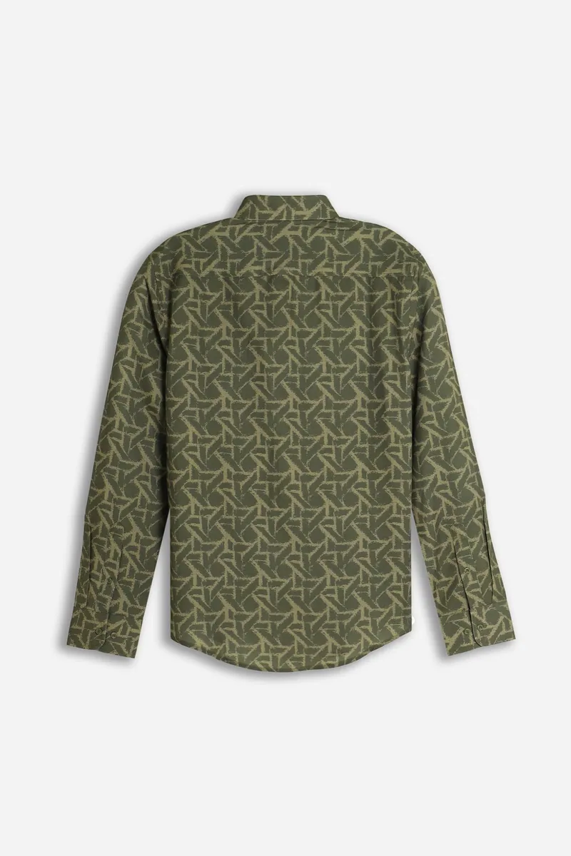 Camicia stretch fantasia Sonny Bono, verde militare, foto 3 di 3
