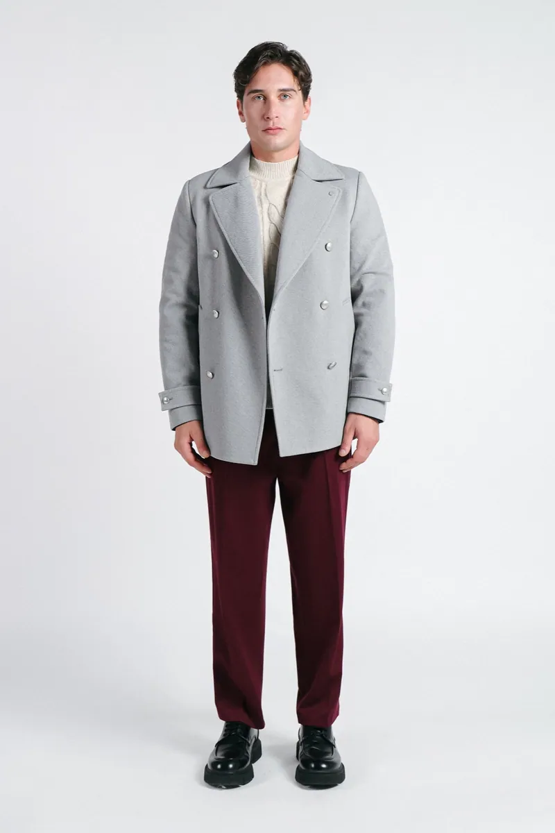 Cappotto doppiopetto grigio chiaro Sonny Bono, grigio chiaro, foto 1 di 4