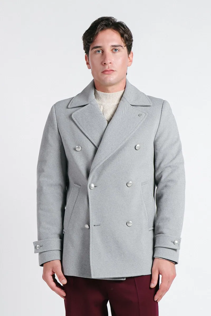 Cappotto doppiopetto grigio chiaro Sonny Bono, grigio chiaro, foto 2 di 4
