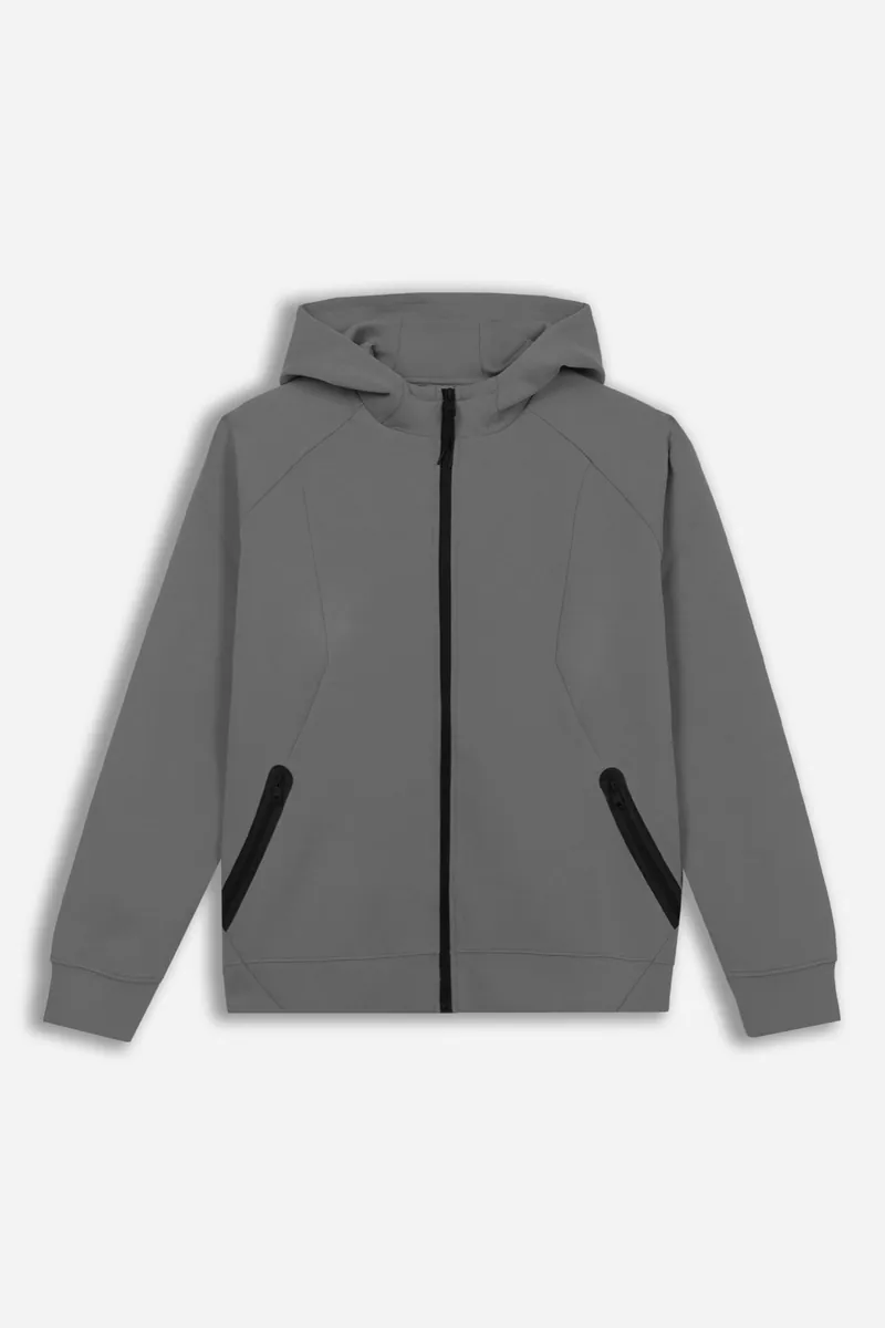 Felpa con zip, cappuccio e tasche Sonny Bono, grigio scuro, foto 1 di 3