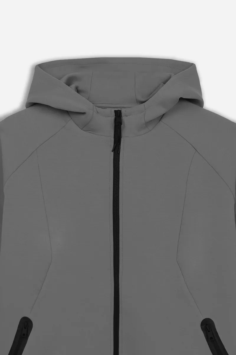 Felpa con zip, cappuccio e tasche Sonny Bono, grigio scuro, foto 2 di 3