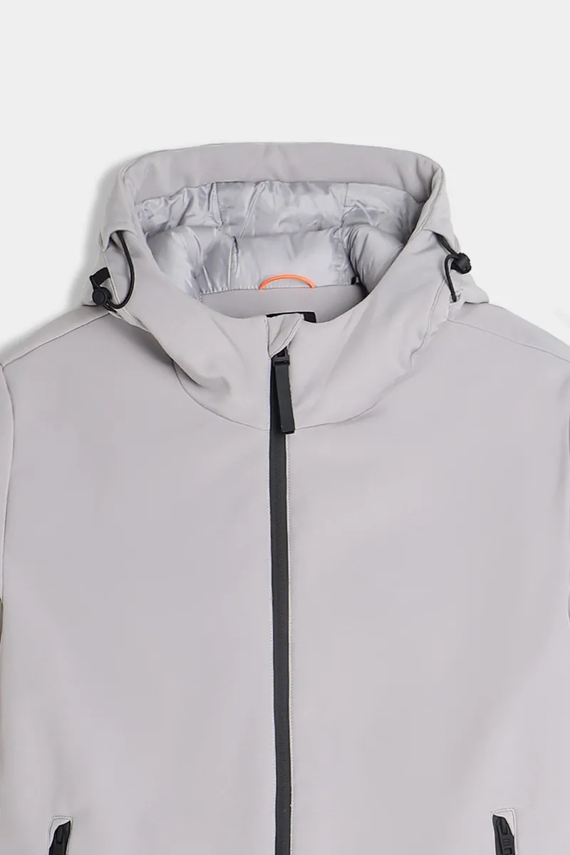 Giubbotto imbottito in softshell con cappuccio Sonny Bono, grigio ghiaccio, foto 2 di 3