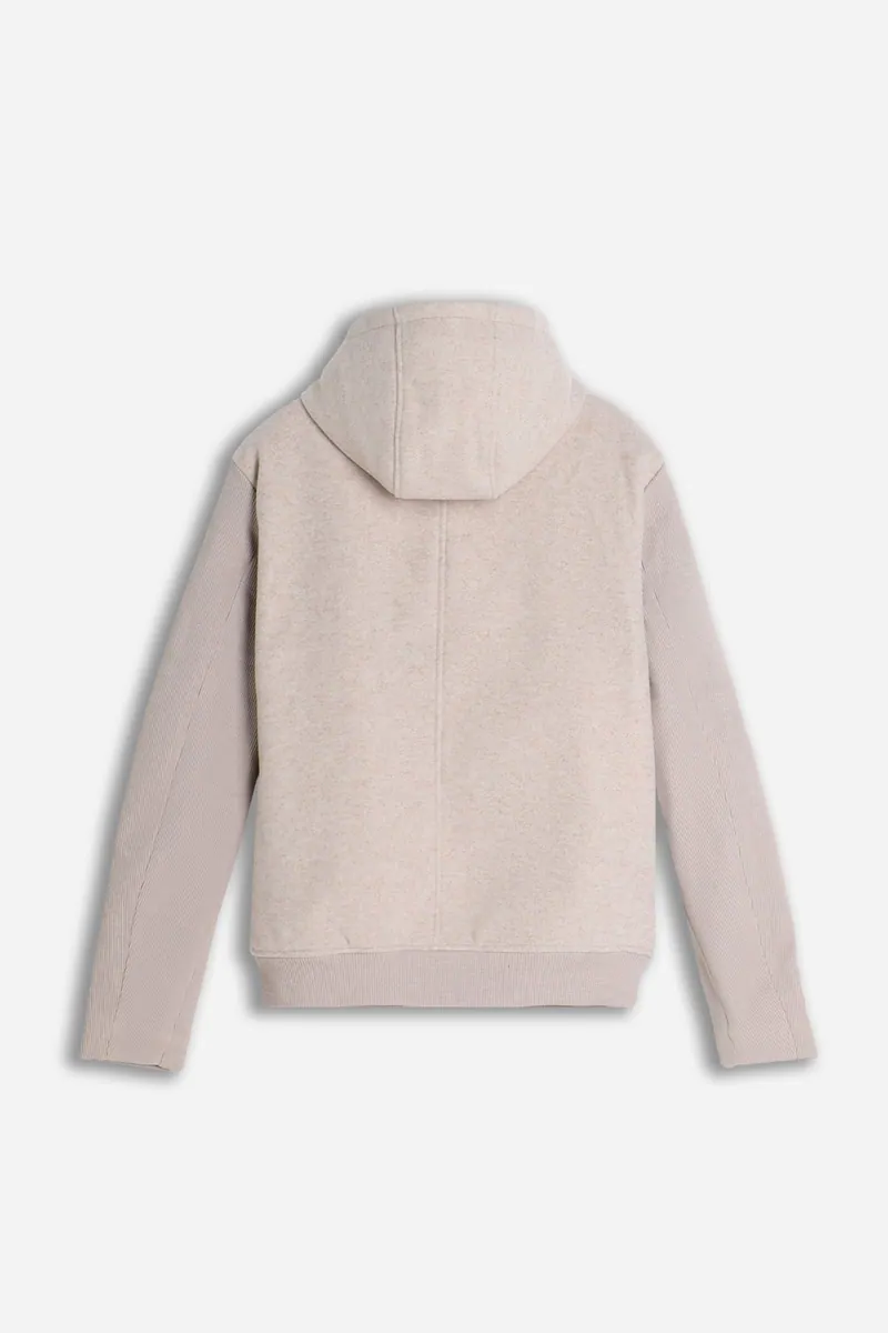 Giubbotto in panno con zip, cappuccio e maniche in costina Sonny Bono, beige, foto 3 di 3