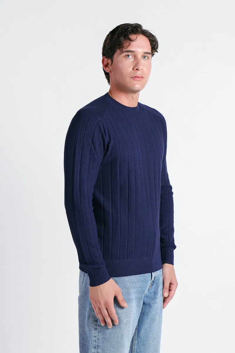 Maglia girocollo lavorata Sonny Bono, cobalto, foto 3 di 4