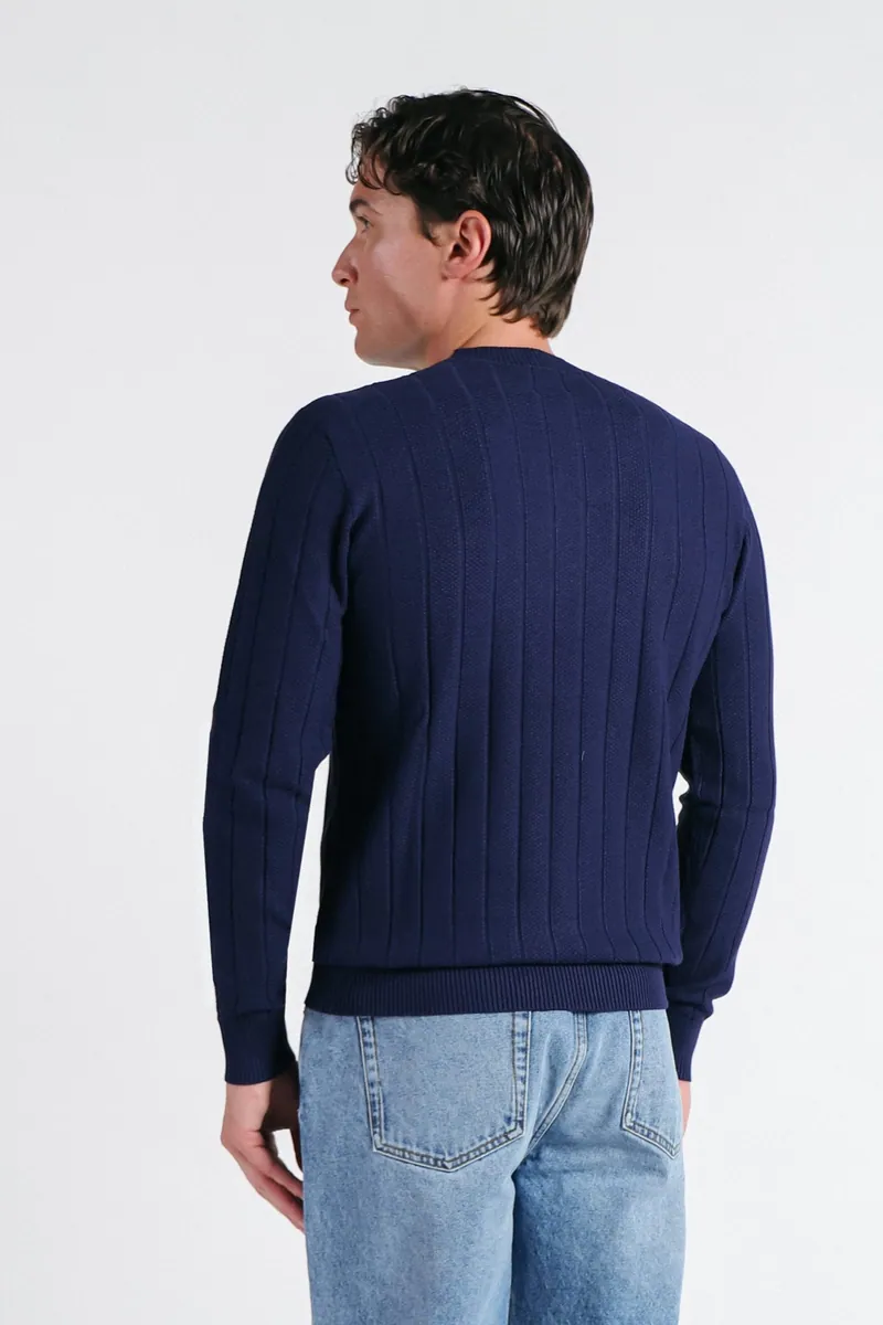 Maglia girocollo lavorata Sonny Bono, cobalto, foto 4 di 4