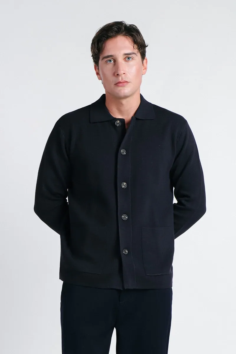 Maglia overshirt in punto Milano Sonny Bono, blu, foto 2 di 4