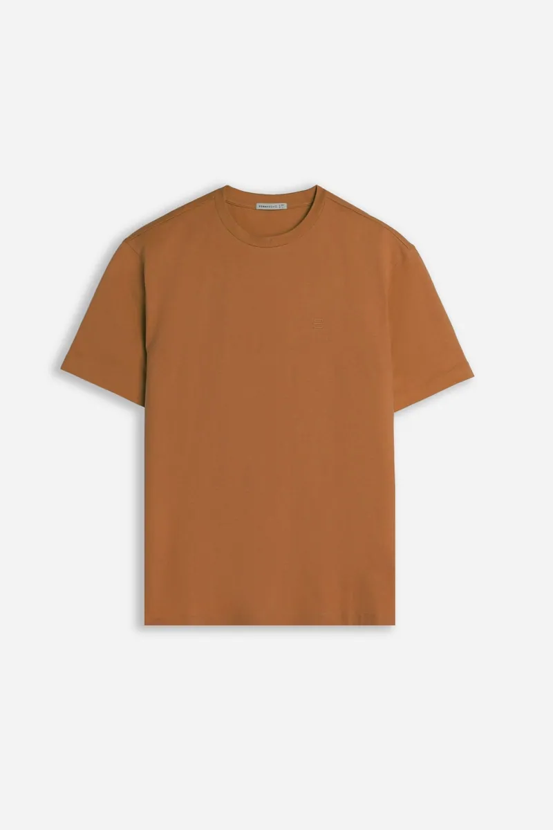 T-shirt girocollo basic con dettaglio Sonny Bono, cognac, foto 1 di 3