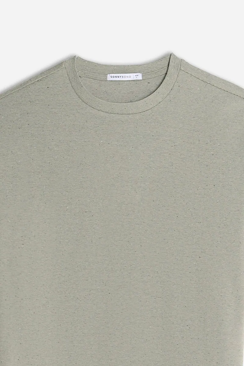 T-shirt girocollo in jersey effetto fiammato Sonny Bono, verde muschio, foto 2 di 3