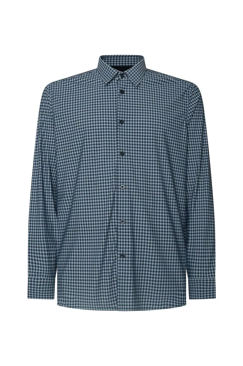 Camicia elasticizzata a microfantasia Sorbino, grigio, foto 1 di 2