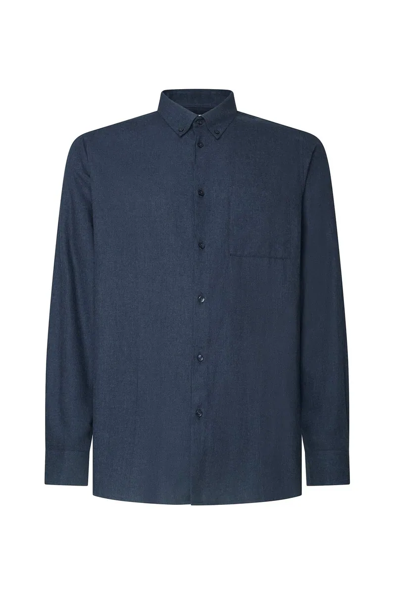 Camicia in flanella leggera con taschino Sorbino, blu, foto 1 di 2