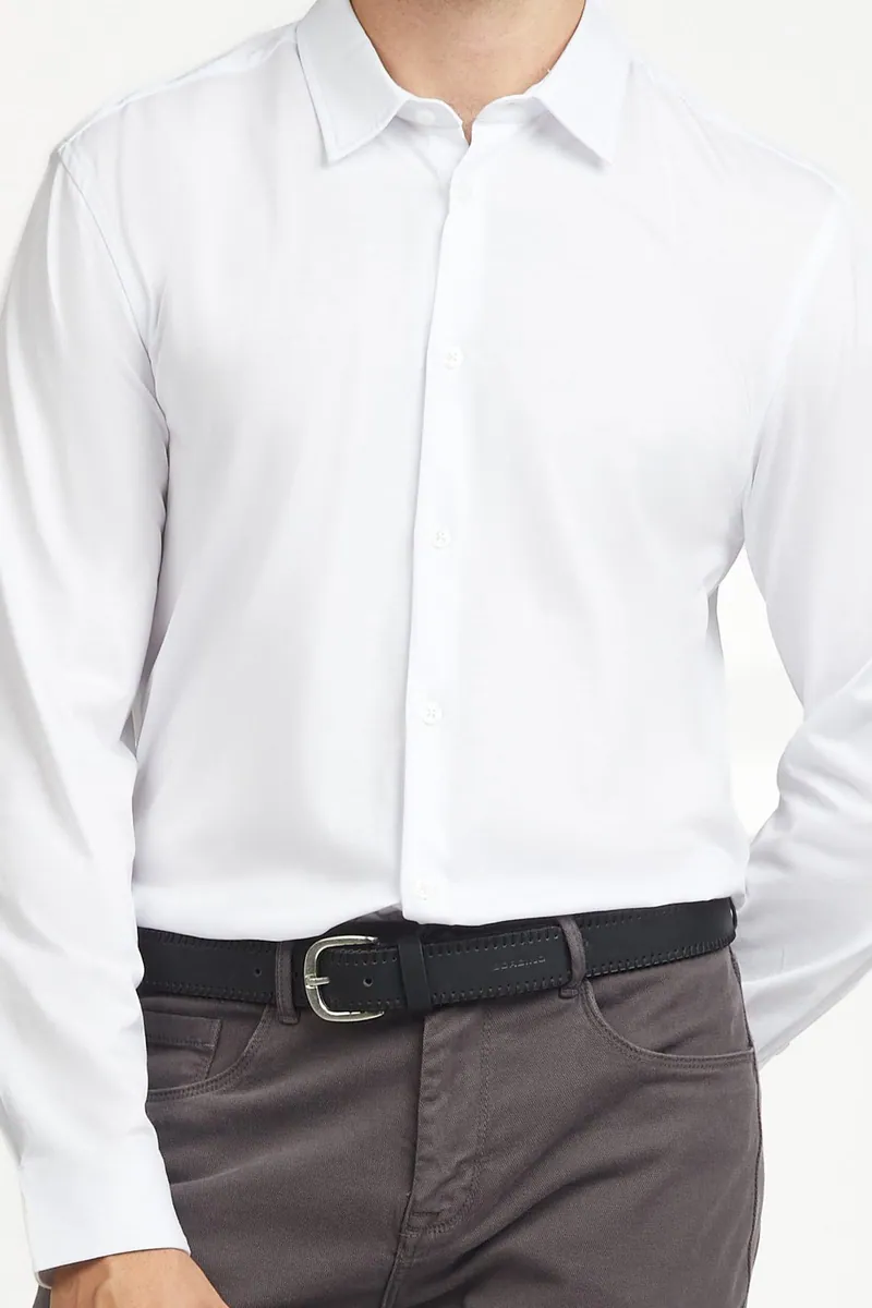 Camicia regular fit ad asciugatura rapida Sorbino, bianco, foto 2 di 3