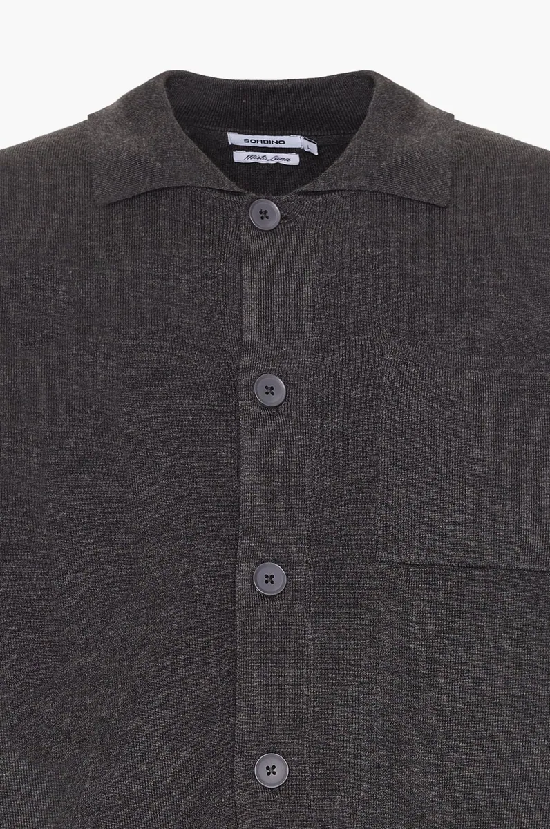 Cardigan misto lana con collo a camicia Sorbino, antracite, foto 2 di 3