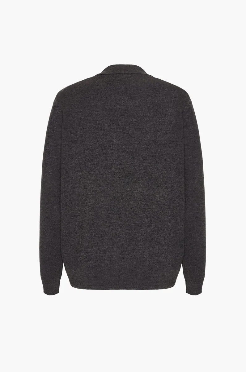 Cardigan misto lana con collo a camicia Sorbino, antracite, foto 3 di 3