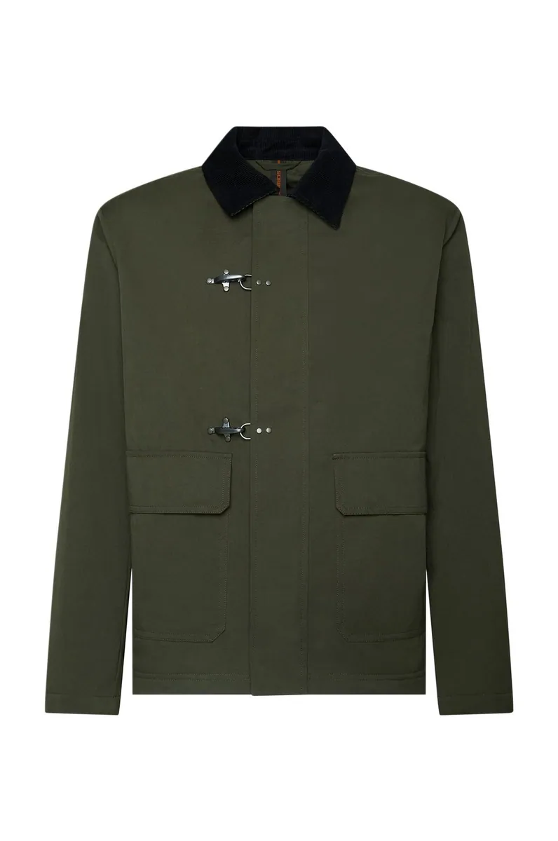 Giubbotto con alamari e collo effetto velluto Sorbino, verde militare, foto 1 di 4