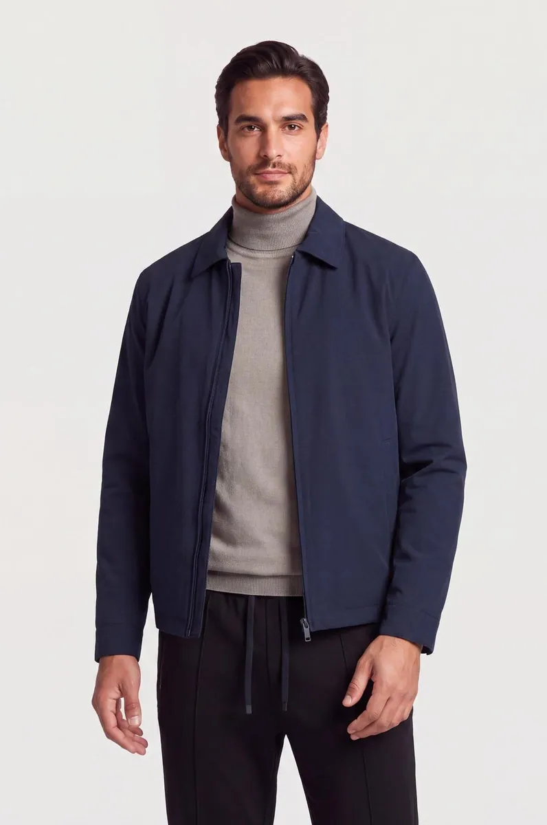 Giubbotto imbottito con collo a camicia Sorbino, blu navy, foto 1 di 3