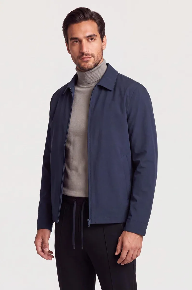 Giubbotto imbottito con collo a camicia Sorbino, blu navy, foto 2 di 3
