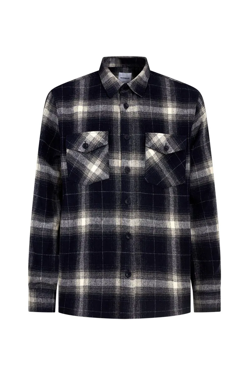 Overshirt a quadri con doppia tasca Sorbino, blu, foto 1 di 2