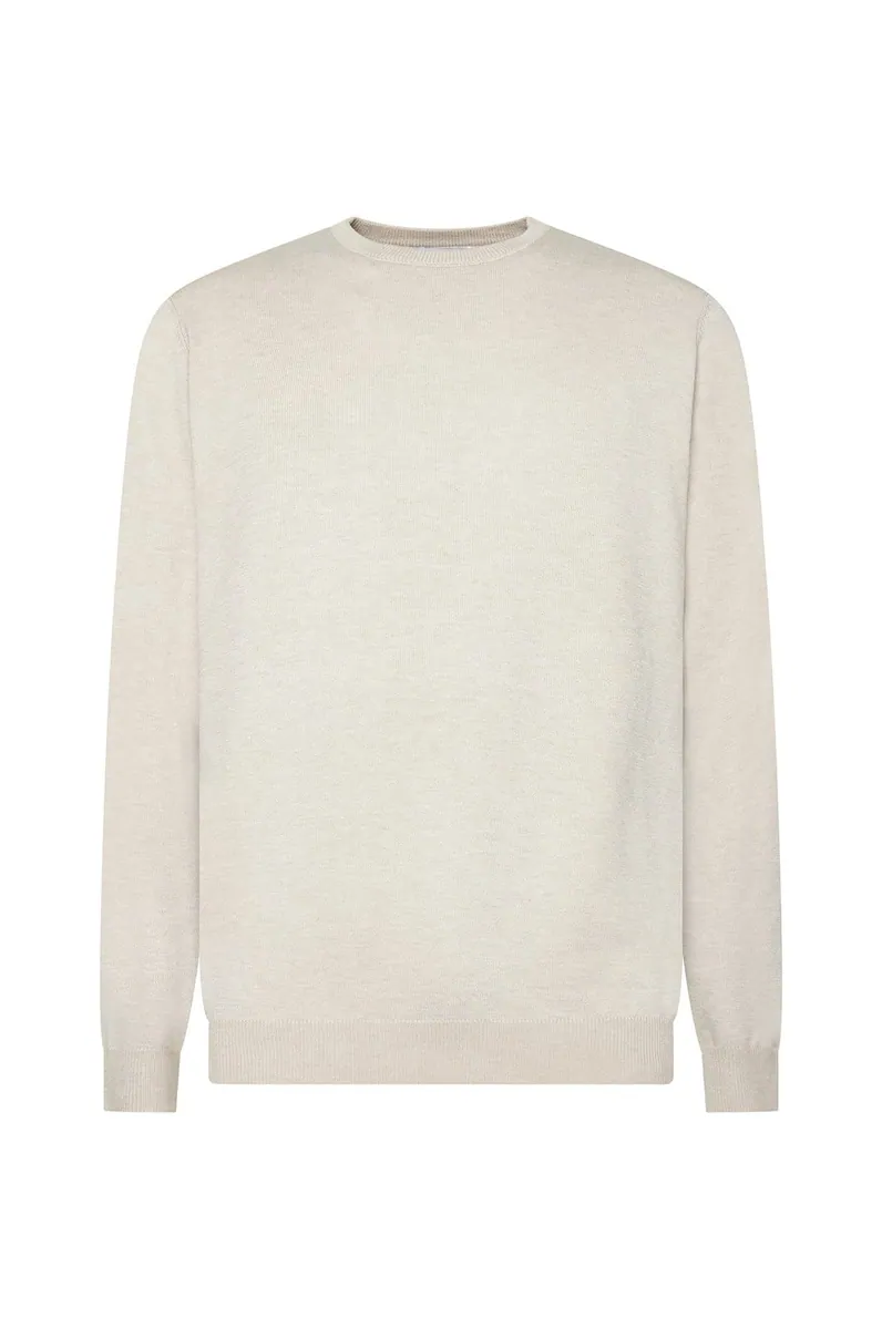 Pullover girocollo basic Sorbino, beige melange, foto 1 di 2