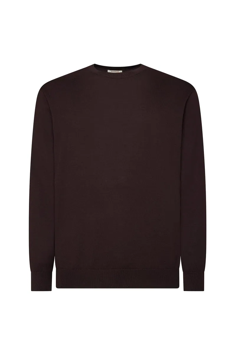 Pullover girocollo in lana merinos Sorbino, melanzana, foto 1 di 4