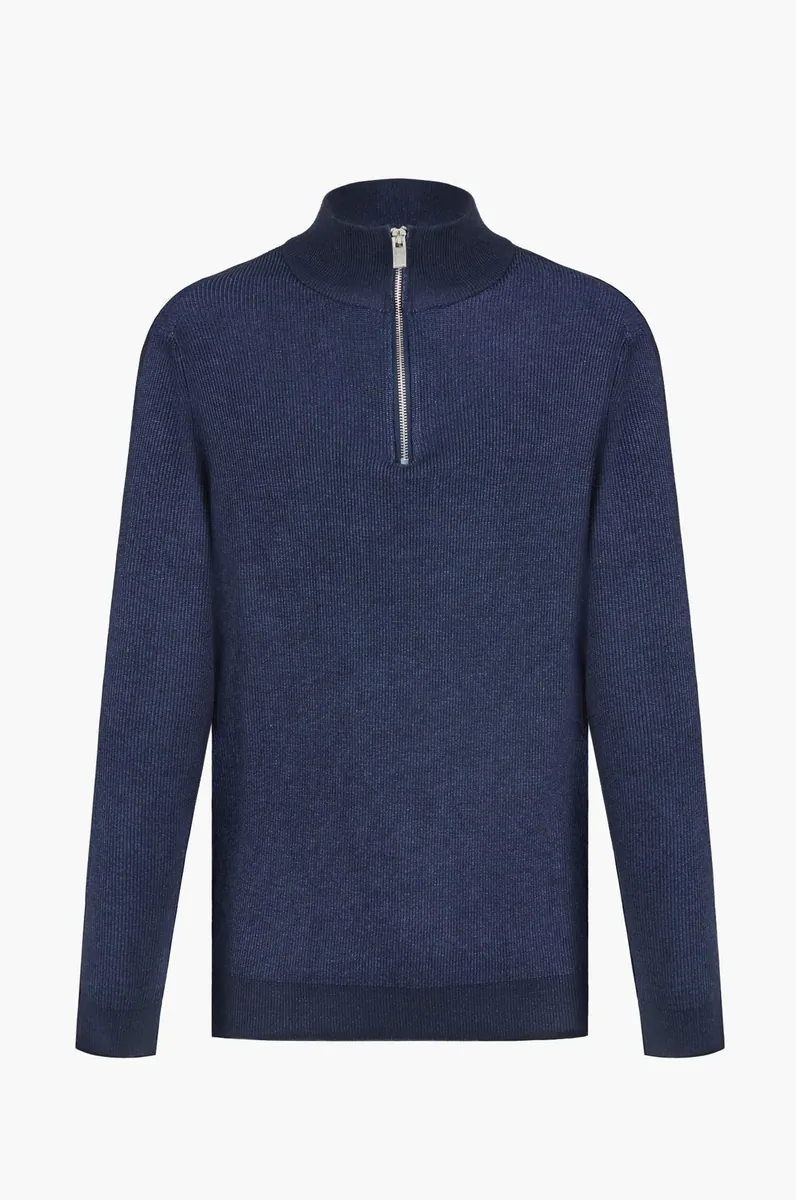 Pullover lupetto con mezza zip Sorbino, blu navy, foto 1 di 3