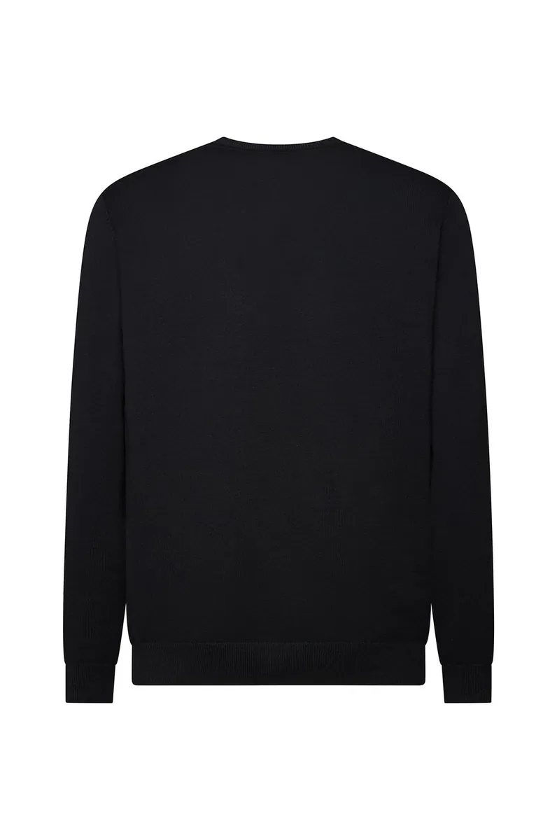 Pullover scollo a V basic Sorbino, nero, foto 2 di 2