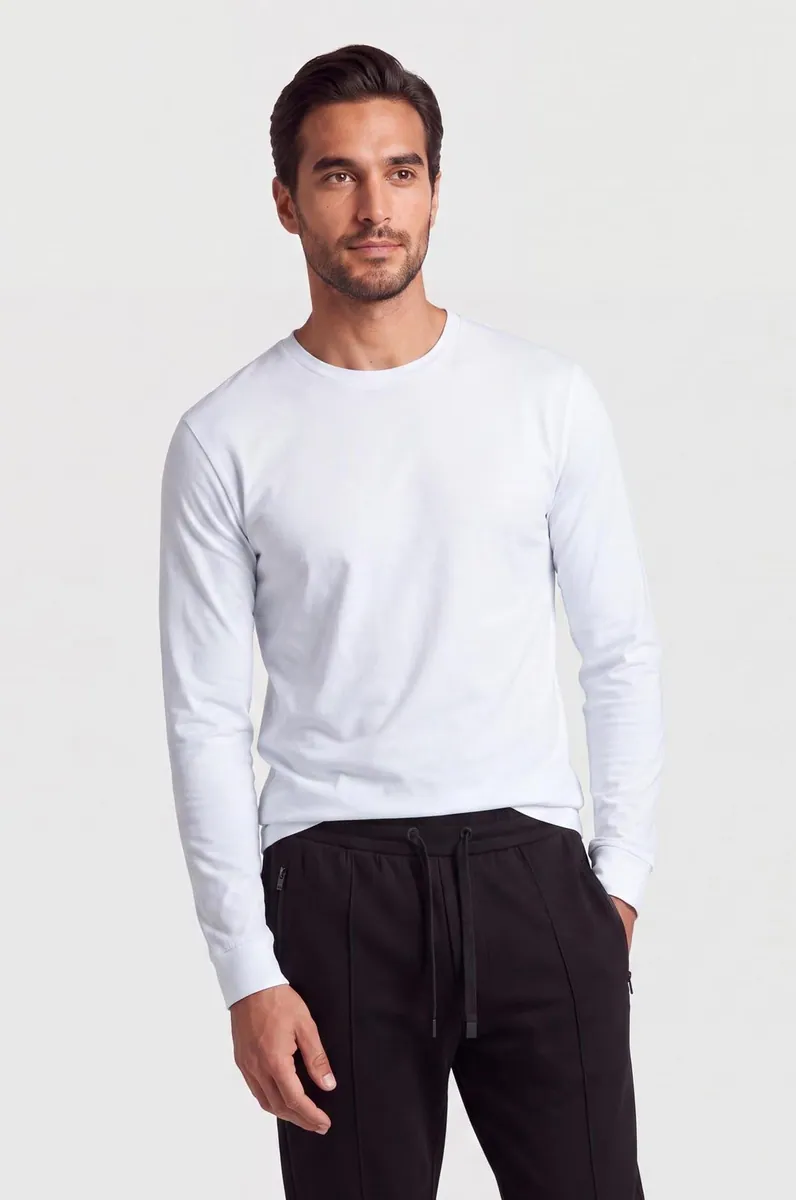 T-shirt girocollo a manica lunga Sorbino, bianco, foto 2 di 4