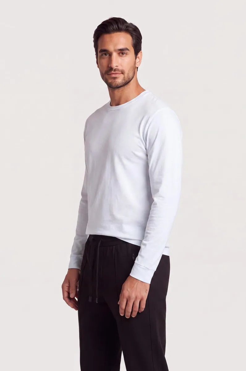 T-shirt girocollo a manica lunga Sorbino, bianco, foto 3 di 4