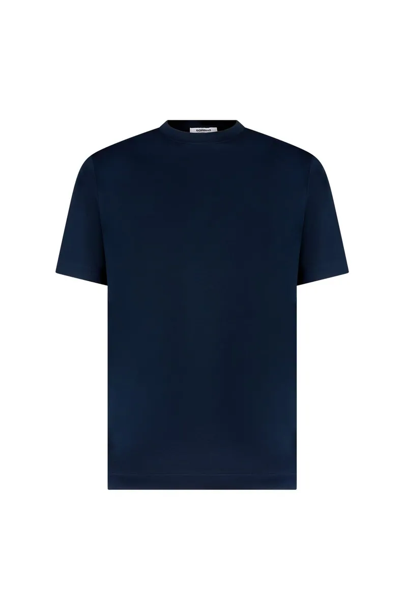 T-shirt in cotone Supima mercerizzato Sorbino, blu navy, foto 1 di 3
