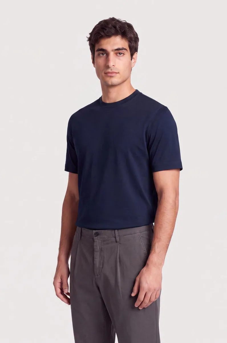 T-shirt in cotone Supima mercerizzato Sorbino, blu navy, foto 3 di 3
